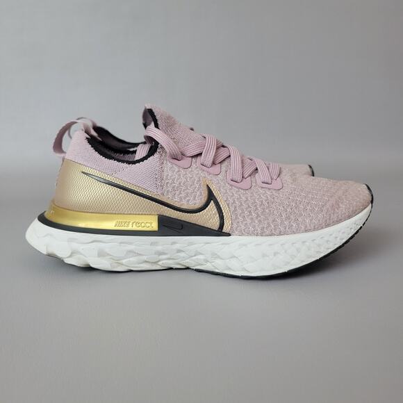 Nike Womens React Infinity Run Flyknit Plum Fog Pink Running Shoes Sneakers 6.5 - Picture 3 of 11